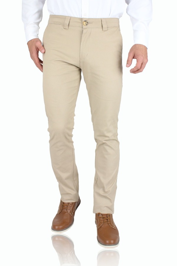Pantalón Color Caki Estilo Chino De Algodón Para Caballero